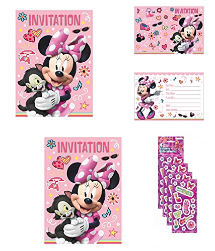 Minnie Mouse Birthday Party Supplies Bundle Pack includes 24 Party Invitations