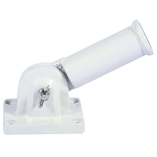 Atyhao Holder Bracket White Metal Flag Pole Windsock Base with Screws Adjustable Wall Mount