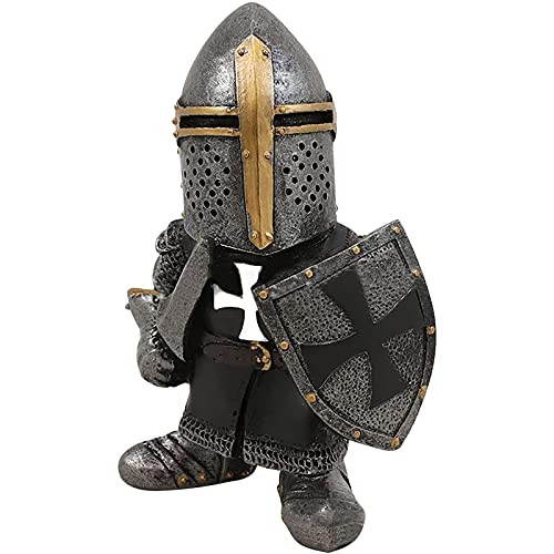 Knight with Shield and Sword Statue Figurine- Guardian Statue Decor - Knight Gnomes Guard Metal Sculpture Ornaments- Cross Templar Guard Sculptures and Statues- European Medieval Knight Tin Soldiers -D- Knight with Shield and Sword Statue Figurine- Guardian Statue Decor - Knight Gnomes Guard Metal Sculpture Ornaments- Cross Templar Guard Sculptures and Statues- European Medieval Knight Tin Soldiers -D-