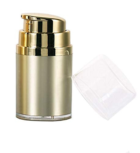 Satin Finish Gold Acrylic Sterile Airless Pump Bottle 1oz Cosmetic Container for Makeup Foundations Serum Gel Sanitizer Lotion Moisturizer Lightweight Leak Proof Shockproof Container