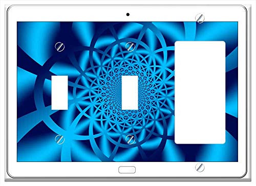 3-Gang 2-Toggle 1-Rocker/GFCI Combination Wall Plate Cover - Tablet Wave Background Pattern Abstract Lines 2