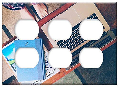 Triple Duplex Outlet Wall Plate Cover - Home Laptop Tablet Lifestyle Technology 2