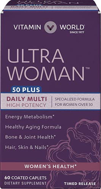 Vitamin World Ultra Woman 50 Plus Daily Multivitamin - Feat. Biotin- Vitamins B- C- D- E- Calcium- Zinc- Selenium- and Beta-Carotene - Health and Wellness Multi-Supplement for Women Over 50- 60 Caplets Vitamin World Ultra Woman 50 Plus Daily Multivitamin - Feat. Biotin- Vitamins B- C- D- E- Calcium- Zinc- Selenium- and Beta-Carotene - Health and Wellness Multi-Supplement for Women Over 50- 60 Caplets