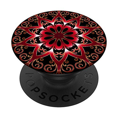 Red Meditation Mandala Boho Design for Relaxation PopSockets PopGrip: Swappable Grip for Phones  and  Tablets