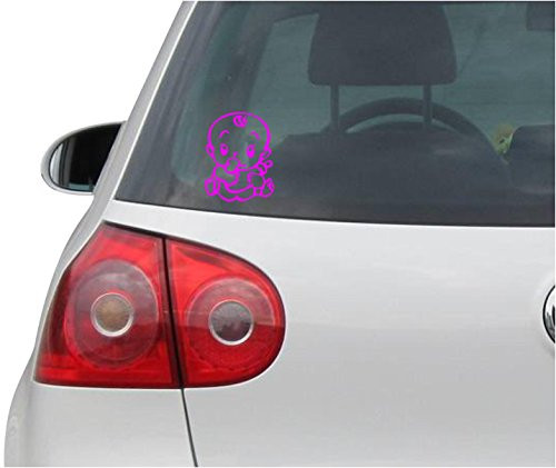 INDIGOS UG Sticker - Decal - JDM - Die Cut - Baby ON Board in CAR Safety Decal Window Sticker - Pink - 88mm x114mm