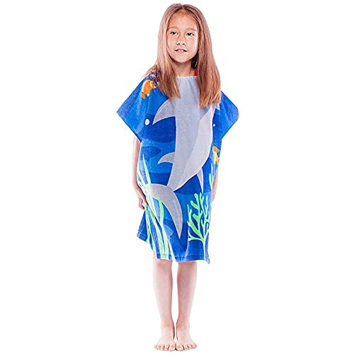 Copinkco Poncho Towels for Kids Hooded Beach Towel for Kids Hooded Bath Towels for Kids Poncho for Swimming/Shower/Pool -Great White Shark-
