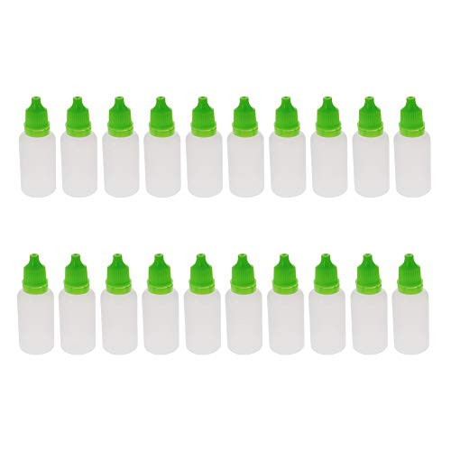 Othmro PE Translucent Dropper Bottle- 20ml Small Mouth Drop Bottles Empty Squeezable Eye Liquid Dropper Bottle Green cap 50pcs