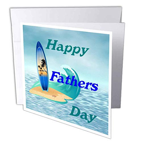 3dRose Lens Art by Florene - Fathers Day - Image of Happy Fathers Day with Surfboard On Sea - 1 Greeting Card with Envelope -gc-310644-5- 3dRose Lens Art by Florene - Fathers Day - Image of Happy Fathers Day with Surfboard On Sea - 1 Greeting Card with Envelope -gc-310644-5-