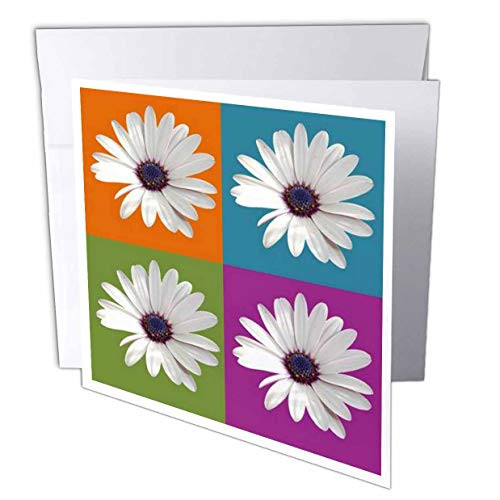 3dRose A Check Pattern of a Daisy Flower Against a Multicolored. - Greeting Cards -gc-333481-5-