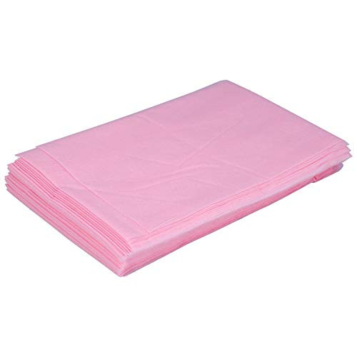 10 Pcs 18080cm Non-Woven Spa Bed Sheets- Disposable Beauty Bed Cover Massage Table Sheet Bed Cover Soft Beauty Massage Sheet SPA Beauty Salon Bed Cover With Face Breath Hole-Pink-
