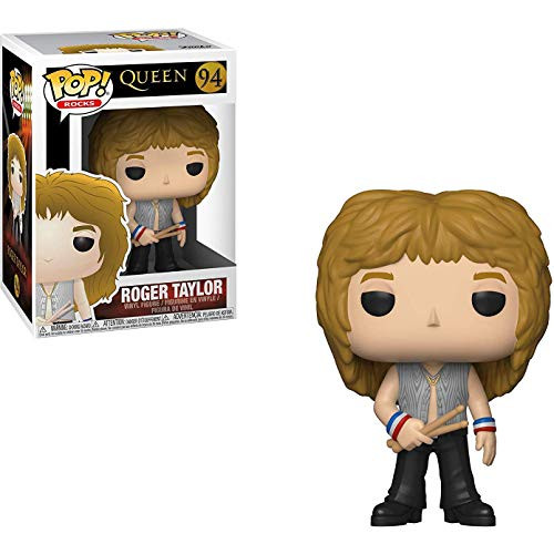 Funko Roger Taylor: Queen x POP! Rocks Vinyl Figure & 1 POP! Compatible PET Plastic Graphical Protector Bundle [#094 / 33716 - B]
