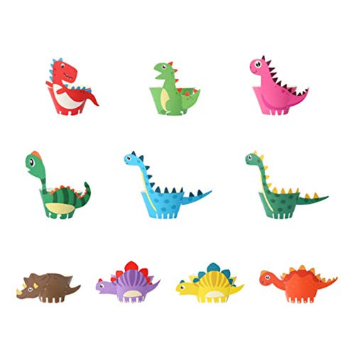Hemoton Dinosaur Cupcake Wrappers Toppers Little Dino Cupcake Toppers Cake Table Decorations Party Supplies for Boys Kids Birthday Party Decor Favors 30Pcs in 3 Set