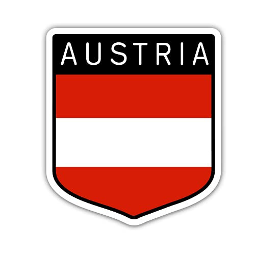 Squiddy Austria Flag Shield - Vinyl Sticker for Car- Laptop- Notebook -5" high-