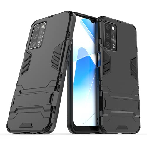 RanTuo Case for vivo iQOO 7- TPU  Plus  PC Hybrid Armor 2 in 1 Double Protective Cover- with Bracket- Cover for vivo iQOO 7.-Black-