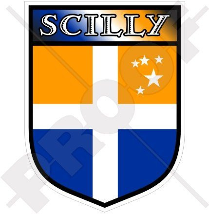 SCILLY ISLES England UK British Shield 100mm -4"- Vinyl Bumper Sticker- Decal