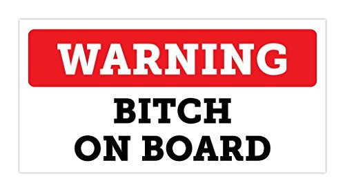 Funny Warning Bitch On Board Bumper Sticker Vinyl Decal 3"x 6"