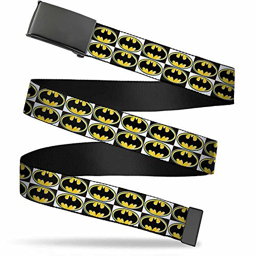 Buckle-Down boys Buckle-down Web Batman 1.0" Belt- Batman Shield Checkers- 1.0 Wide - Fits up to Kids Size 20 US