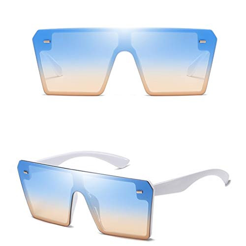 Oversized Square Sunglasses for Women Fashion Shield Flat Top Baddie Shades UV400 Protection Big Frame Shades