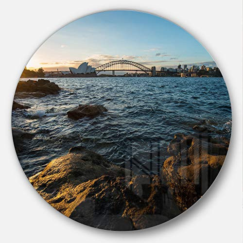 Designart Sunset at Opera House Sydney Seashore Circle Wall Art Disc of 23 inch 23X23-Disc