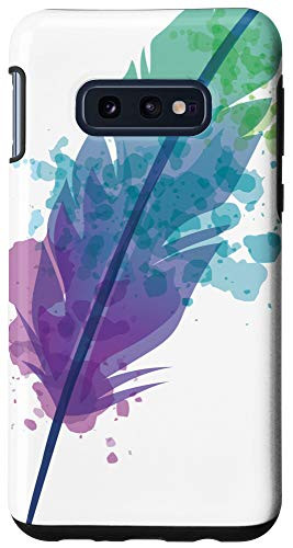 Galaxy S10e Colorful Pattern Watercolor Teal Feathers and Paint Splatter Case