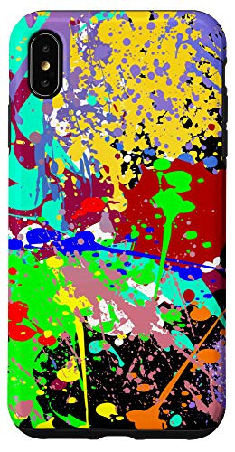 iPhone XS Max Rainbow Ink Paint- Drip Splatter- Black Case