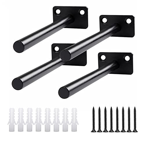 Floating Shelf Brackets - 4 Pieces 6 Inch Heavy Duty Solid Steel Blind Shelf Supports Hidden Brackets for Floating Wood Shelves- Screws and Wall Anchor Included