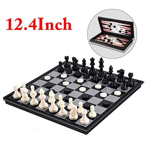 Chess Board for Kids ,Joneytech 12.4 inch 3 in 1 Chess & Checkers & Backgammon Folding Board Chess Game.Best Gift for Kids and Adult.