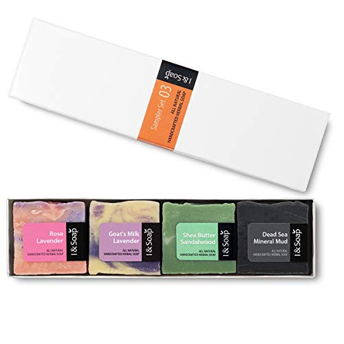 I  and  SOAP- 5pcs Mini Sampler Set -03- - Guest Soap - Travel Soap - 100 percent Natural  and  Organic Materials - Handcrafted Herbal Soap - Gentle and Effective Facial- Hand and Body Cleansing Soap Bars - Deeply Moisturizing Soft SoapSodium Lauryl