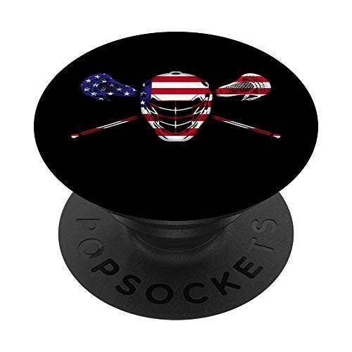 American Flag Lacrosse - Lacrosse Mask Player Goalie Gift PopSockets PopGrip: Swappable Grip for Phones  and  Tablets