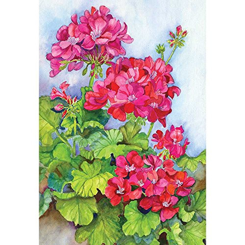 Artistic Bright Geraniums Bold Blue Sky 30 x 44 Rectangular Large House Flag