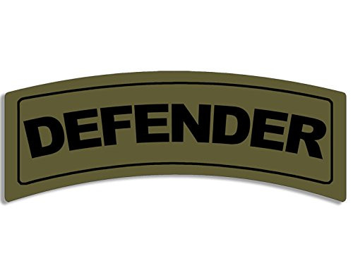 American Vinyl Green Defender Tab Shaped Sticker -Army SSI Troops Military-