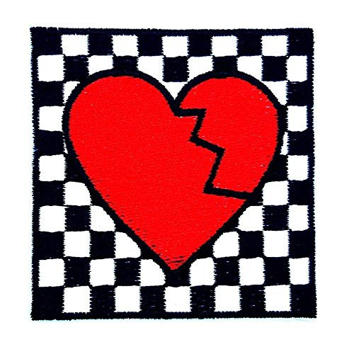 Red Heart Chessboard Heartbroken Cartoon Children Kid Patch Clothes Bag T-Shirt Jeans Biker Badge Applique Iron on/Sew On Patch