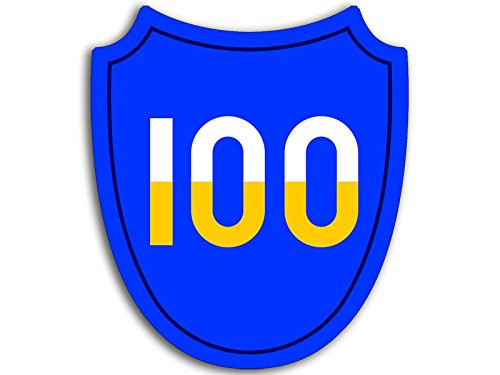 American Vinyl 100th Infantry Division Blue Shield Shaped Sticker -Army Reserve Fort Knox-