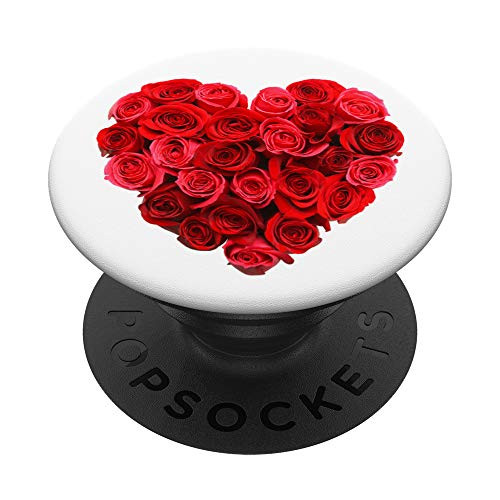 So Pretty Red Rose Buds Heart Shaped Bouquet On White PopSockets PopGrip: Swappable Grip for Phones  and  Tablets