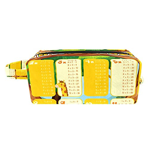 Times Multiplication Tables Portable Flocking Cloth Cosmetic bag Makeup Bag Zipper Pouch Travel Cosmetic Organizer for Women and Girls
