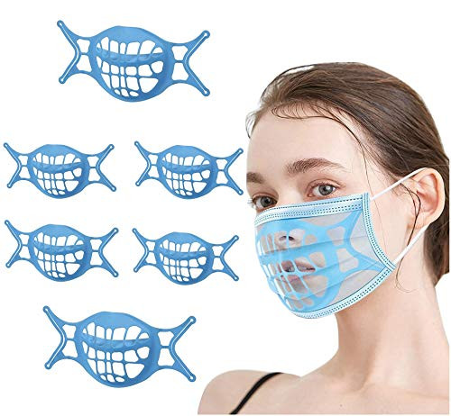 6PCS 3D Mask Bracket- Silicone Mask Inner Support Frame for Lipstick Protection- Reusable Washable Soft Comfortable Face Mask Cool Bracket for More Breathing Space-Keep Fabric off Mouth