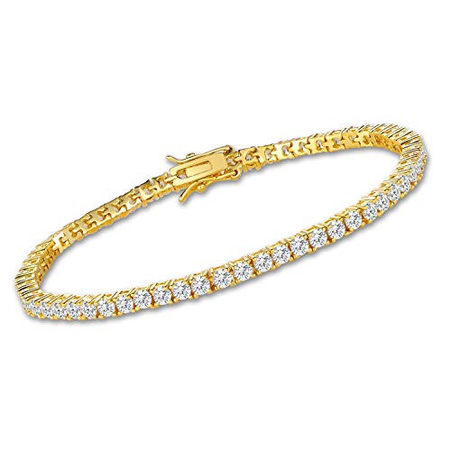 VOLUKA 4mm Cubic Zirconia Tennis Bracelet for Women 18K Gold Plated CZ Bracelets for Men Girls 7.5in VOLUKA 4mm Cubic Zirconia Tennis Bracelet for Women 18K Gold Plated CZ Bracelets for Men Girls 7.5in