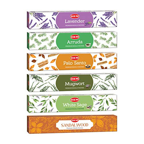 HEM Masala Assorted Incense Sticks - 12 Packets -15g Each- Natural Masala Cleansing Incense Sticks