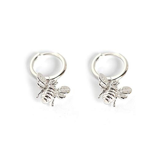 Fashion Bee Dangle Hoop Earrings Sterling Silver 925 for Women Girls Elegant Animal Cartilage Small Huggie Round Hoops Earring Hypoallergenic Cute Ear Jewelry Gifts -Silver- Fashion Bee Dangle Hoop Earrings Sterling Silver 925 for Women Girls Elegant Animal Cartilage Small Huggie Round Hoops Earring Hypoallergenic Cute Ear Jewelry Gifts -Silver-