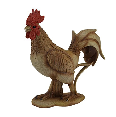 Everspring Faux Carved Wood and Bamboo Look Rooster Statue