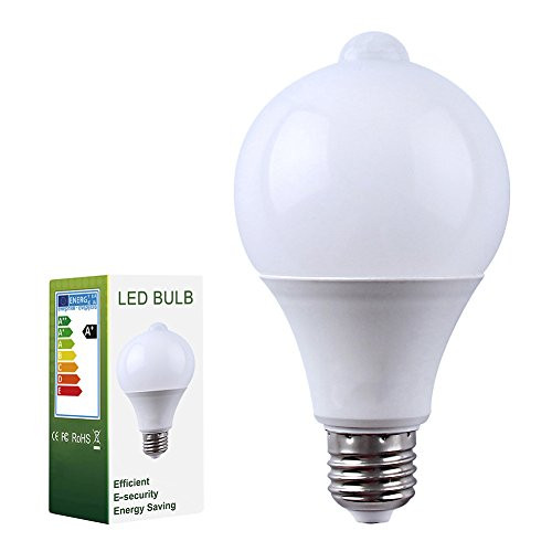 ELEOPTION E27 LED Motion Sensor Lamp Infrared PIR Motion Sensor Lamp Auto Switch Stairs Night Lights Energy Saving for Lobby Carport Hallway Security Decoration -9W 810Lumens- Cool White 6000K-