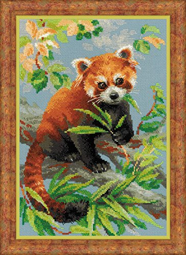 RIOLIS 1627 - Red Panda - Counted Cross Stitch Kit 8¼" x 11¾" Zweigart 14 ct. Gray AIDA 22 Colors