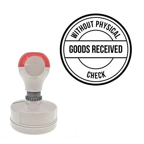 Goods Received Without Physical Check Round Office Bold Pre-Inked Stamp- Black Ink Included
