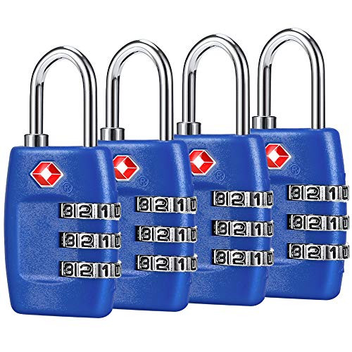 TSA Luggage Locks -4Pack- - 3 Digit Combination Padlocks - Approved Travel Lock for Suitcases and Baggage -Dark Blue- TSA Luggage Locks -4Pack- - 3 Digit Combination Padlocks - Approved Travel Lock for Suitcases and Baggage -Dark Blue-
