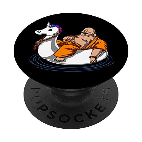 Buddha Riding Unicorn Float Pool Party Funny Spiritual PopSockets Grip and Stand for Phones and Tablets