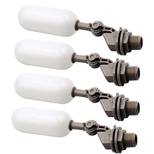 1/2 Inch Water Float Valve with Adjustable Arm Plastic Water Filter Float Ball Valve for water tank Pool Livestock Water Trough Aquariums Aquaculture- Ponds Hydroponics Float Ball Valve Set of 4
