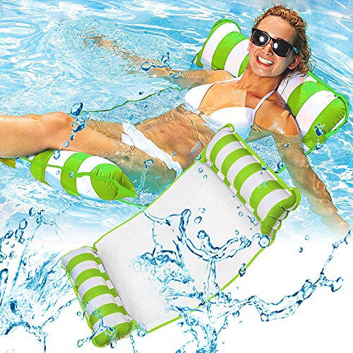 Hammock Inflatable Pool Float -Pool Float Lounger with Air Pump- Multiuse Pool Hammock -Saddle- Lounge Chair- Hammock- Drifter-- Water Hammock Lounge for Teens  and  Adults -Green-