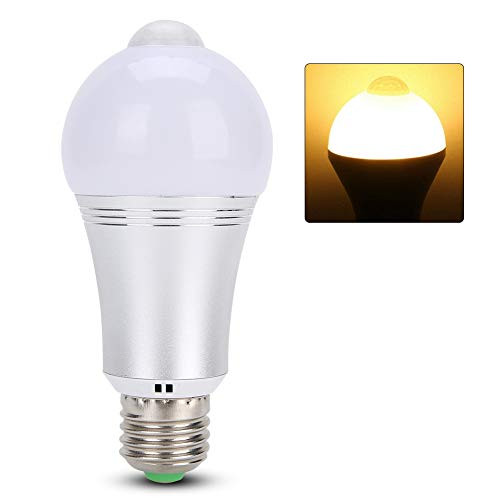 Aluminum Material Motion Sensor Light- High Brightness Body Sensor Bulb- Sensor Bulb Living Room Stair for Home Corridor-Warm White-