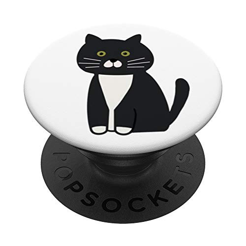 Cute Black and White Tuxedo Cat PopSockets PopGrip: Swappable Grip for Phones  and  Tablets