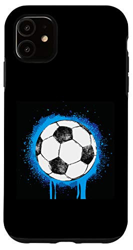 iPhone 11 Soccer Ball with Blue Graffiti Paint Gift Case